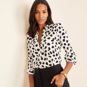 Ann Taylor Monochrome Polka Dot Blouse